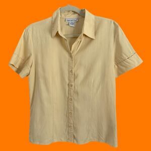 90's vintage 100% silk baby yellow blouse SMALL Anna and frank